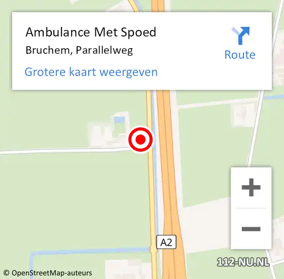Locatie op kaart van de 112 melding: Ambulance Met Spoed Naar Bruchem, Parallelweg op 15 februari 2022 08:45