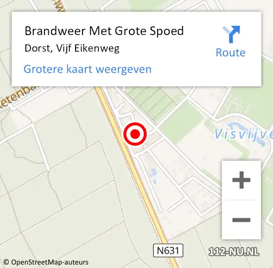 Locatie op kaart van de 112 melding: Brandweer Met Grote Spoed Naar Dorst, Vijf Eikenweg op 15 februari 2022 09:04