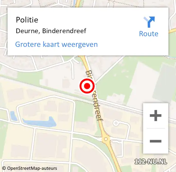 Locatie op kaart van de 112 melding: Politie Deurne, Binderendreef op 15 februari 2022 09:16