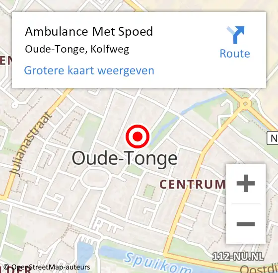 Locatie op kaart van de 112 melding: Ambulance Met Spoed Naar Oude-Tonge, Kolfweg op 15 februari 2022 09:43