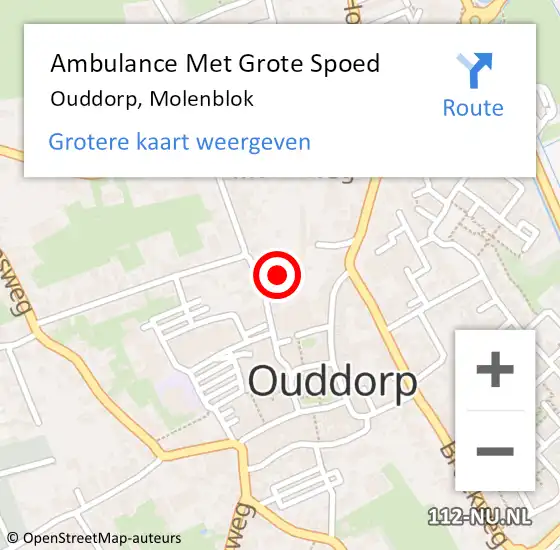 Locatie op kaart van de 112 melding: Ambulance Met Grote Spoed Naar Ouddorp, Molenblok op 15 februari 2022 10:01
