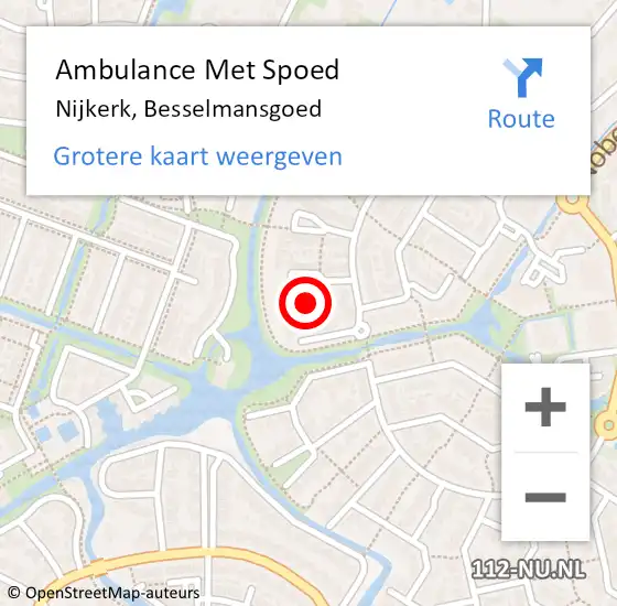 Locatie op kaart van de 112 melding: Ambulance Met Spoed Naar Nijkerk, Besselmansgoed op 15 februari 2022 10:02