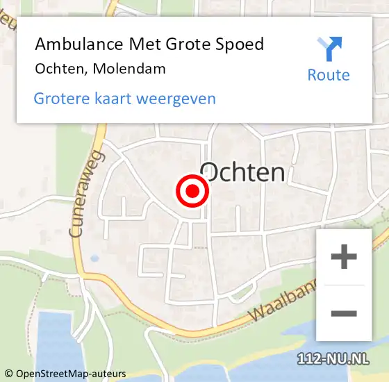 Locatie op kaart van de 112 melding: Ambulance Met Grote Spoed Naar Ochten, Molendam op 15 februari 2022 10:04