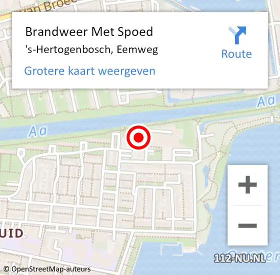 Locatie op kaart van de 112 melding: Brandweer Met Spoed Naar 's-Hertogenbosch, Eemweg op 15 februari 2022 10:18