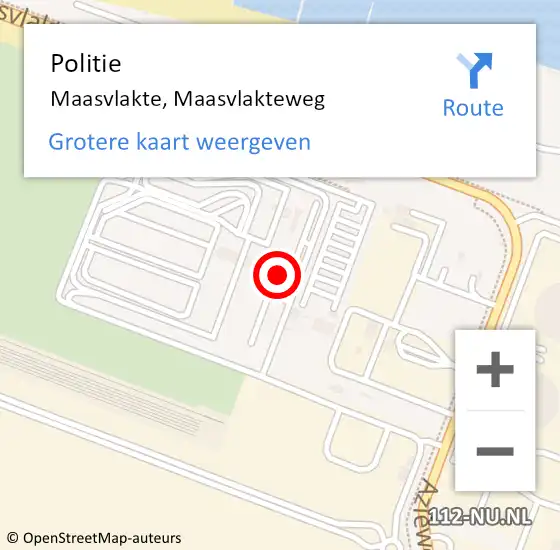 Locatie op kaart van de 112 melding: Politie Maasvlakte, Maasvlakteweg op 15 februari 2022 10:19