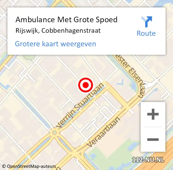 Locatie op kaart van de 112 melding: Ambulance Met Grote Spoed Naar Rijswijk, Cobbenhagenstraat op 15 februari 2022 10:24