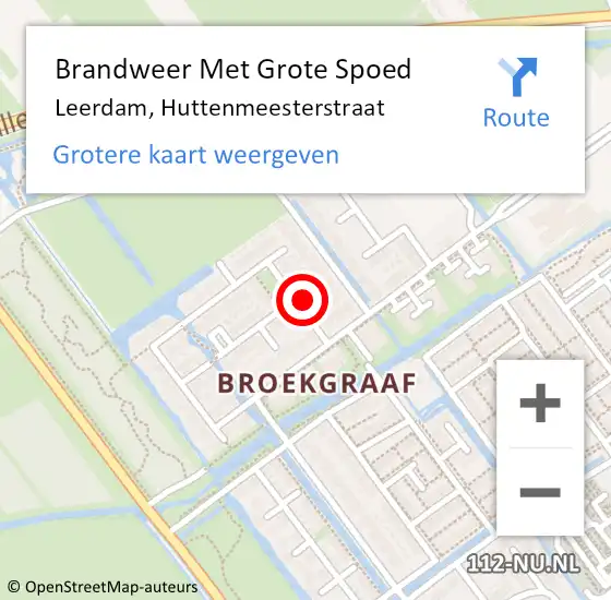 Locatie op kaart van de 112 melding: Brandweer Met Grote Spoed Naar Leerdam, Huttenmeesterstraat op 15 februari 2022 10:56