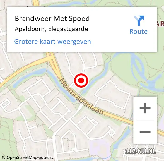 Locatie op kaart van de 112 melding: Brandweer Met Spoed Naar Apeldoorn, Elegastgaarde op 15 februari 2022 11:10