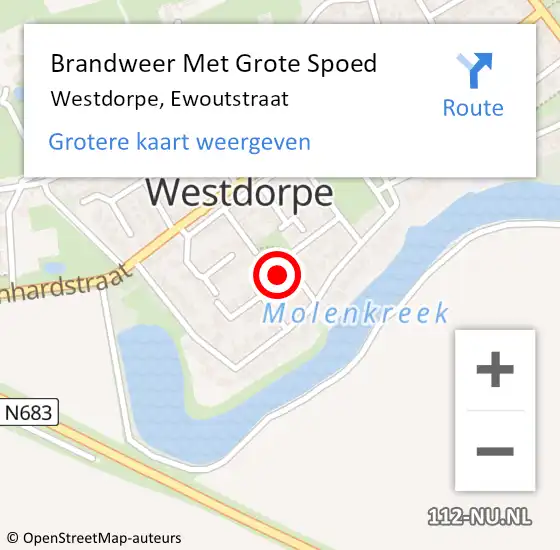 Locatie op kaart van de 112 melding: Brandweer Met Grote Spoed Naar Westdorpe, Ewoutstraat op 15 februari 2022 11:22