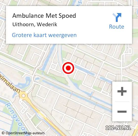 Locatie op kaart van de 112 melding: Ambulance Met Spoed Naar Uithoorn, Wederik op 15 februari 2022 11:31