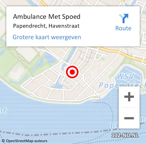 Locatie op kaart van de 112 melding: Ambulance Met Spoed Naar Papendrecht, Havenstraat op 15 februari 2022 11:39