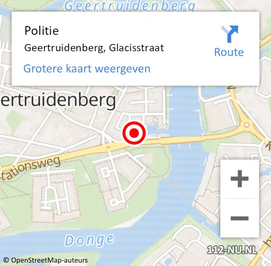 Locatie op kaart van de 112 melding: Politie Geertruidenberg, Glacisstraat op 15 februari 2022 11:44