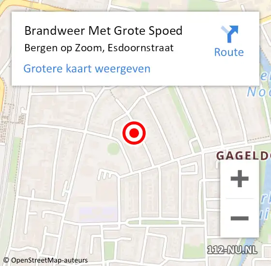 Locatie op kaart van de 112 melding: Brandweer Met Grote Spoed Naar Bergen op Zoom, Esdoornstraat op 15 februari 2022 11:49
