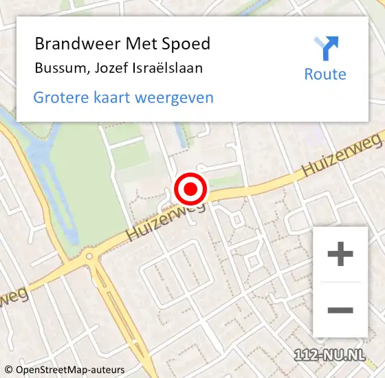 Locatie op kaart van de 112 melding: Brandweer Met Spoed Naar Bussum, Jozef Israëlslaan op 15 februari 2022 12:20