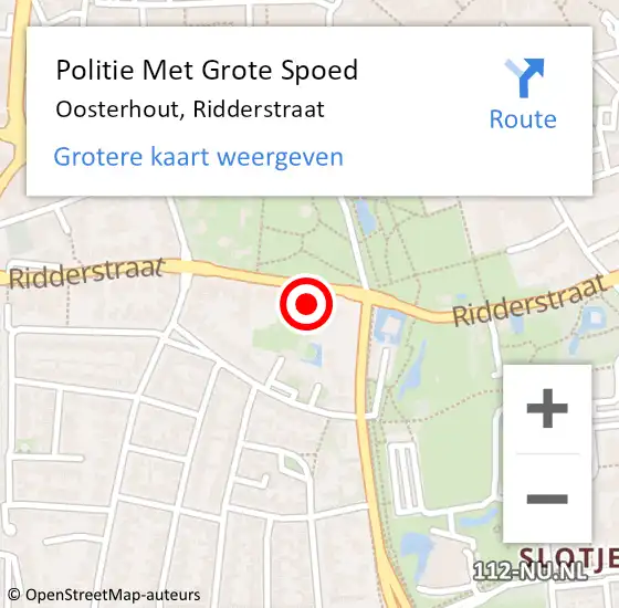 Locatie op kaart van de 112 melding: Politie Met Grote Spoed Naar Oosterhout, Ridderstraat op 15 februari 2022 12:21