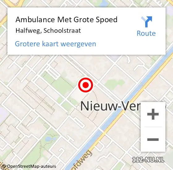 Locatie op kaart van de 112 melding: Ambulance Met Grote Spoed Naar Halfweg, Schoolstraat op 15 februari 2022 12:26