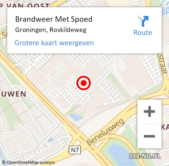 Locatie op kaart van de 112 melding: Brandweer Met Spoed Naar Groningen, Roskildeweg op 15 februari 2022 12:27