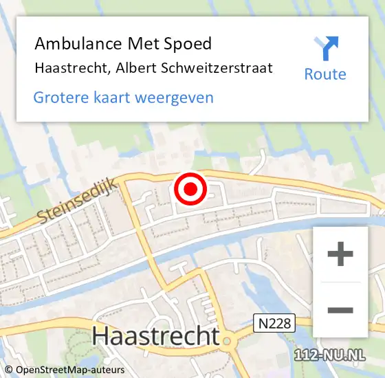 Locatie op kaart van de 112 melding: Ambulance Met Spoed Naar Haastrecht, Albert Schweitzerstraat op 15 februari 2022 12:40