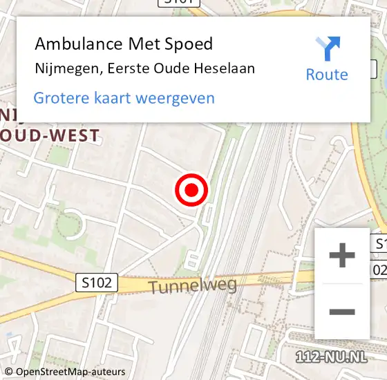 Locatie op kaart van de 112 melding: Ambulance Met Spoed Naar Nijmegen, Eerste Oude Heselaan op 15 februari 2022 12:41