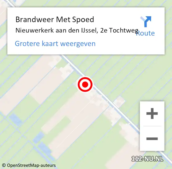 Locatie op kaart van de 112 melding: Brandweer Met Spoed Naar Nieuwerkerk aan den IJssel, 2e Tochtweg op 15 februari 2022 12:45