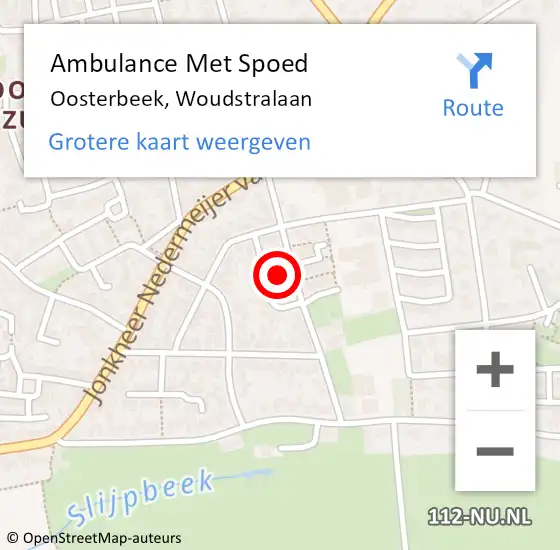 Locatie op kaart van de 112 melding: Ambulance Met Spoed Naar Oosterbeek, Woudstralaan op 15 februari 2022 12:46