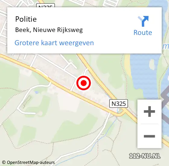 Locatie op kaart van de 112 melding: Politie Beek, Nieuwe Rijksweg op 15 februari 2022 12:59