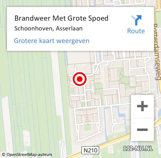 Locatie op kaart van de 112 melding: Brandweer Met Grote Spoed Naar Schoonhoven, Asserlaan op 15 februari 2022 13:02