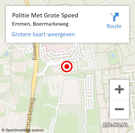 Locatie op kaart van de 112 melding: Politie Met Grote Spoed Naar Emmen, Boermarkeweg op 15 februari 2022 13:08