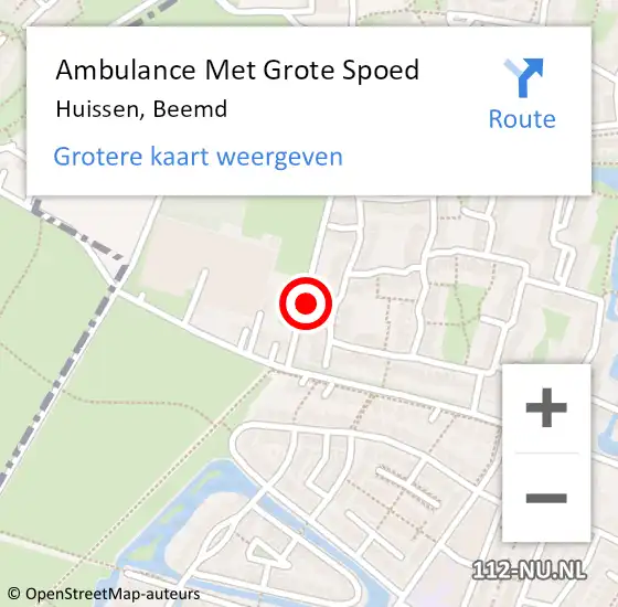 Locatie op kaart van de 112 melding: Ambulance Met Grote Spoed Naar Huissen, Beemd op 15 februari 2022 13:19