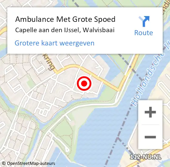 Locatie op kaart van de 112 melding: Ambulance Met Grote Spoed Naar Capelle aan den IJssel, Walvisbaai op 15 februari 2022 13:27