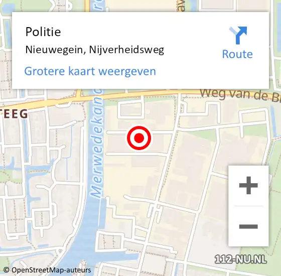 Locatie op kaart van de 112 melding: Politie Nieuwegein, Nijverheidsweg op 15 februari 2022 13:38