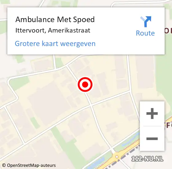 Locatie op kaart van de 112 melding: Ambulance Met Spoed Naar Ittervoort, Amerikastraat op 8 juli 2014 11:16