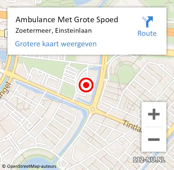 Locatie op kaart van de 112 melding: Ambulance Met Grote Spoed Naar Zoetermeer, Einsteinlaan op 15 februari 2022 13:42