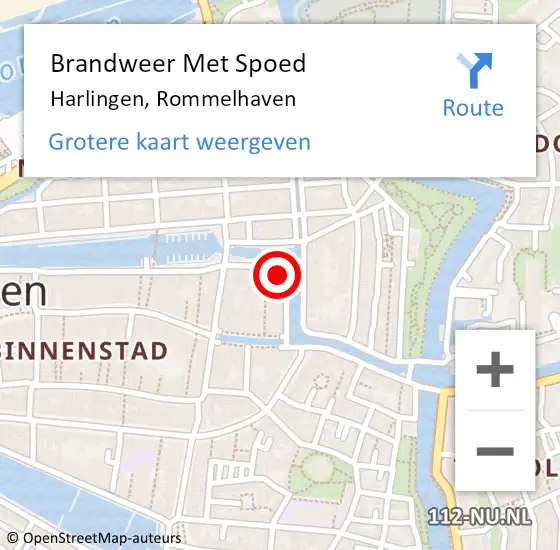 Locatie op kaart van de 112 melding: Brandweer Met Spoed Naar Harlingen, Rommelhaven op 8 juli 2014 11:19