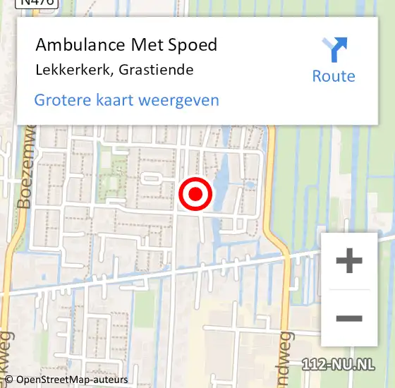 Locatie op kaart van de 112 melding: Ambulance Met Spoed Naar Lekkerkerk, Grastiende op 15 februari 2022 14:07