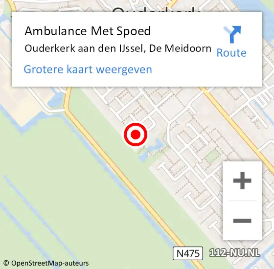 Locatie op kaart van de 112 melding: Ambulance Met Spoed Naar Ouderkerk aan den IJssel, De Meidoorn op 15 februari 2022 14:12