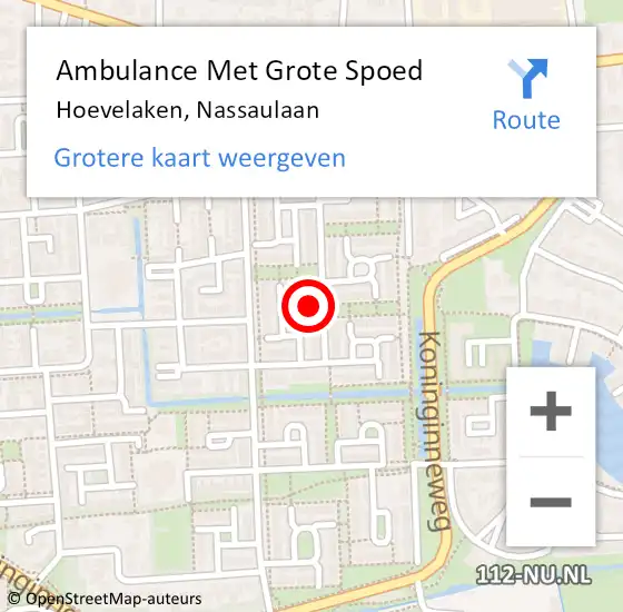 Locatie op kaart van de 112 melding: Ambulance Met Grote Spoed Naar Hoevelaken, Nassaulaan op 15 februari 2022 14:18