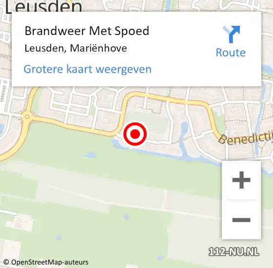 Locatie op kaart van de 112 melding: Brandweer Met Spoed Naar Leusden, Mariënhove op 15 februari 2022 14:37