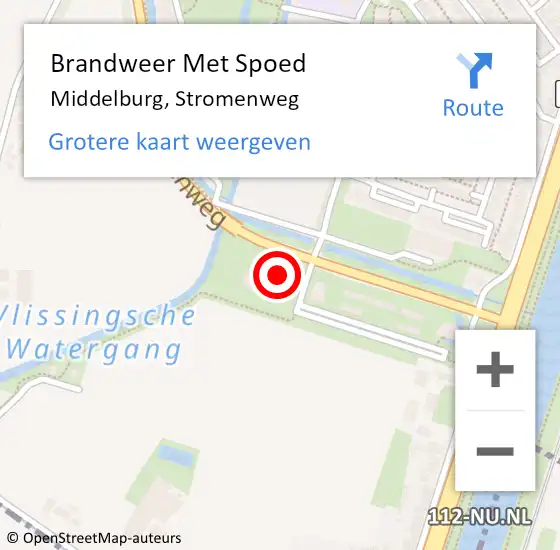 Locatie op kaart van de 112 melding: Brandweer Met Spoed Naar Middelburg, Stromenweg op 15 februari 2022 14:51