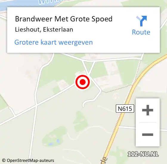 Locatie op kaart van de 112 melding: Brandweer Met Grote Spoed Naar Lieshout, Eksterlaan op 15 februari 2022 15:04