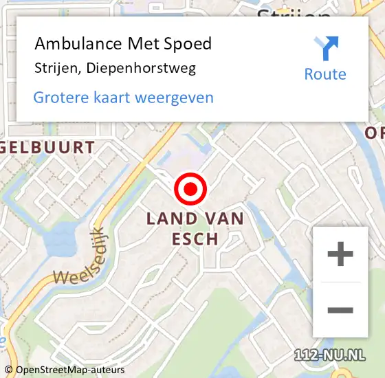 Locatie op kaart van de 112 melding: Ambulance Met Spoed Naar Strijen, Diepenhorstweg op 15 februari 2022 15:10