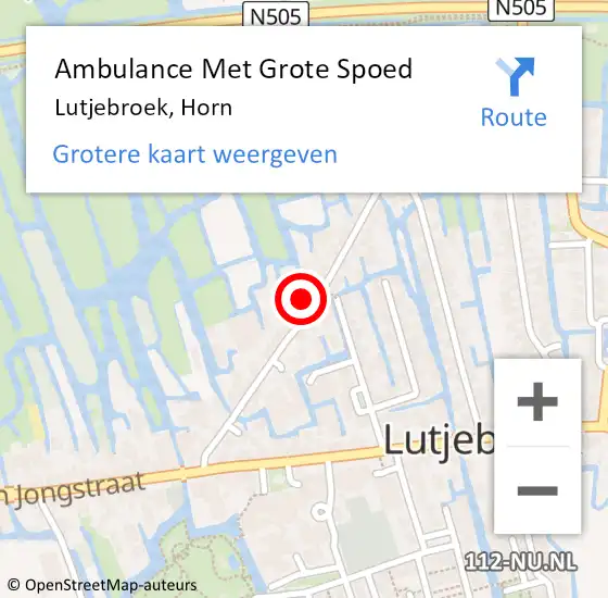 Locatie op kaart van de 112 melding: Ambulance Met Grote Spoed Naar Lutjebroek, Horn op 15 februari 2022 15:14