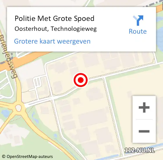 Locatie op kaart van de 112 melding: Politie Met Grote Spoed Naar Oosterhout, Technologieweg op 15 februari 2022 15:32