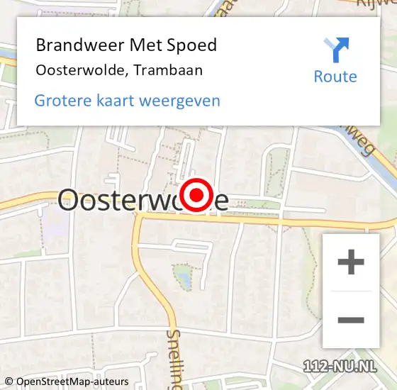 Locatie op kaart van de 112 melding: Brandweer Met Spoed Naar Oosterwolde, Trambaan op 15 februari 2022 15:55