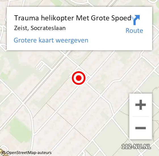 Locatie op kaart van de 112 melding: Trauma helikopter Met Grote Spoed Naar Zeist, Socrateslaan op 15 februari 2022 16:03