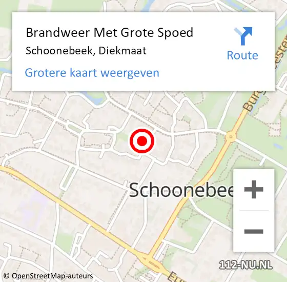 Locatie op kaart van de 112 melding: Brandweer Met Grote Spoed Naar Schoonebeek, Diekmaat op 15 februari 2022 16:15