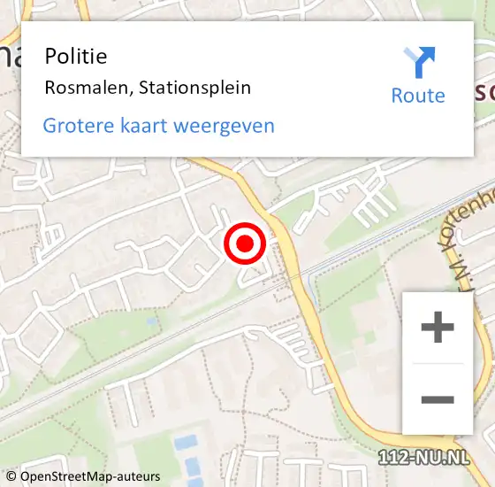 Locatie op kaart van de 112 melding: Politie Rosmalen, Stationsplein op 15 februari 2022 16:21