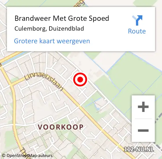 Locatie op kaart van de 112 melding: Brandweer Met Grote Spoed Naar Culemborg, Duizendblad op 15 februari 2022 16:26