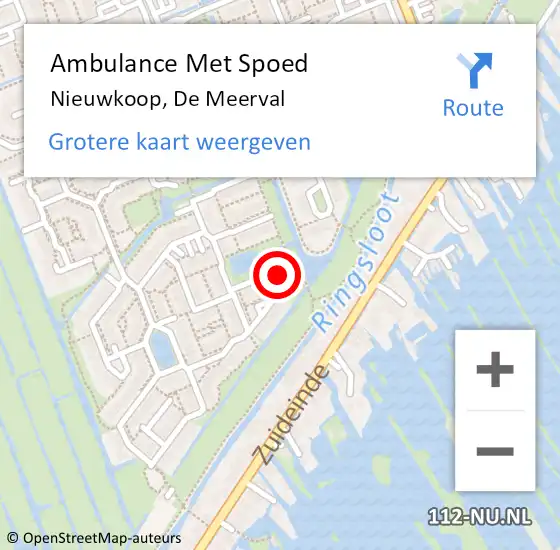 Locatie op kaart van de 112 melding: Ambulance Met Spoed Naar Nieuwkoop, De Meerval op 15 februari 2022 16:27