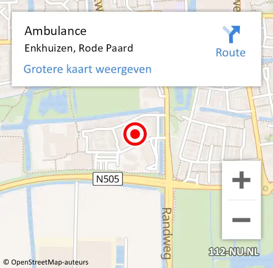 Locatie op kaart van de 112 melding: Ambulance Enkhuizen, Rode Paard op 15 februari 2022 16:32